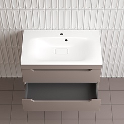 Style Line Тумба с раковиной Остин 80 подвесная тауп темный – фотография-6